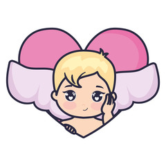 little cupid baby with heart love