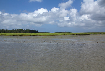 Sunny day at Salt Pond Bay on Cape Cod, Massachusetts.