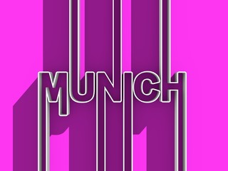 Image relative to Germany travel theme. Munich city name in geometry style design. Creative vintage typography poster concept. 3D rendering