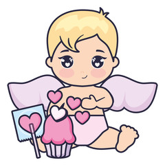 little cupid baby with cupcake