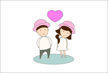 Cartoon boys and girls wear a sweet color dress on the day of love. Concept flat style vector illustration valentine's day.-EPS 10