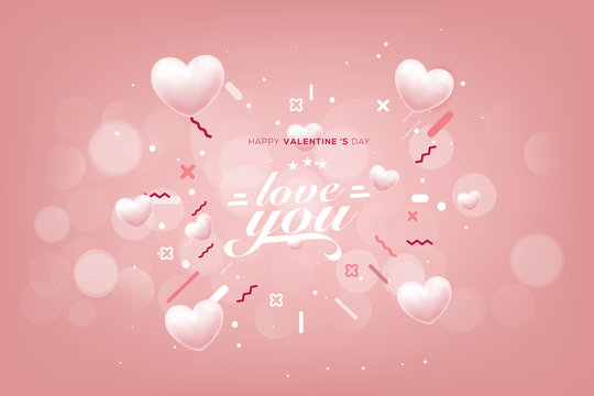 Happy valentines day with heart balloon shape,banner, Background, vector illustrator