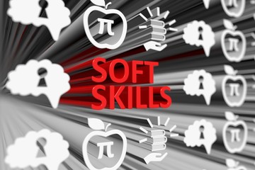 SOFT SKILLS concept blurred background 3d render illustration
