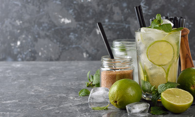 Cocktail with mint and lime