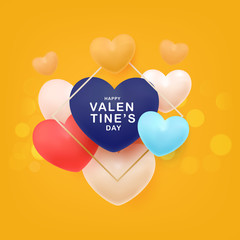 Happy valentines day with heart balloon shape,banner, Background, vector illustrator