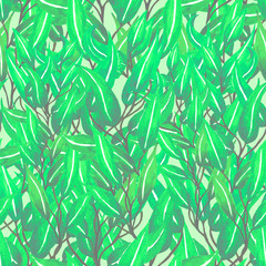 green bush drawn with watercolor on a gray color