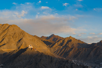 Naklejka na ściany i meble Leh Ladakh city scape with sunlight