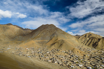 Leh Ladakh city scape  with sunlight