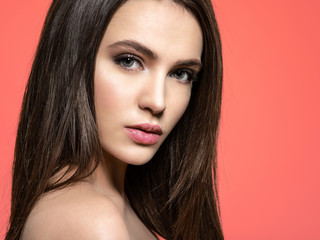 Fototapeta premium Beautiful woman with long curly hair