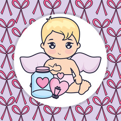 little cupid baby with mason jar