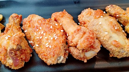 Fried chicken and rice for lunch 