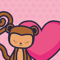 cute and little monkey with heart