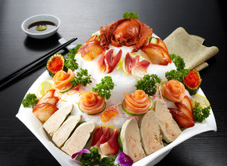 Delicious Japanese cuisine, sashimi platter