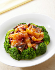 Delicious Chinese cuisine, broccoli sea cucumber