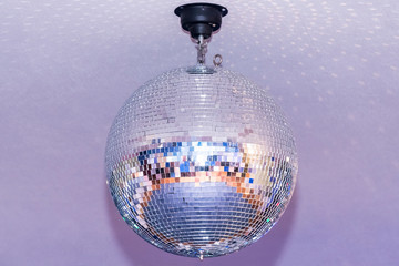 Mirror ball near the ceiling