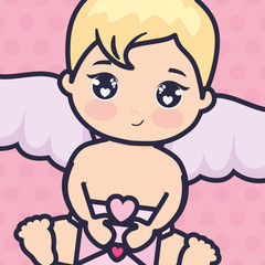 little cupid baby with love envelope