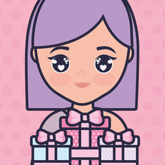 cute and little girl with gifts