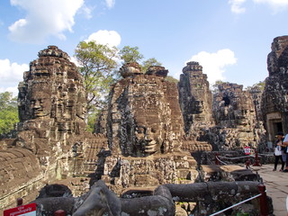 Faces of the Bayon temple in the Angkor Wat in Seam Reap City, Cambodia in 2012 , 9th  December.