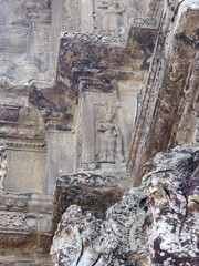 close-up texture of stone carving in the Temple of Angkor Wat in Seam Reap City, Cambodia in 2012 , 9th  December.