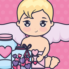 little cupid baby with mason jar