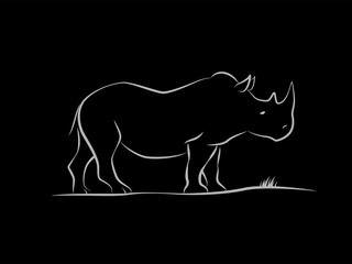 simple silhouette contour rhino animal
