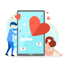 Two lovers messaging online