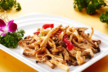 Delicious Chinese cuisine, fried mushrooms