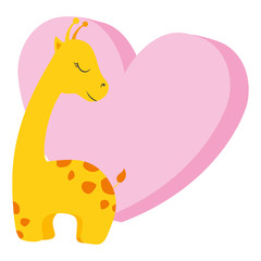 cute and little giraffe with heart character