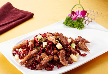 Delicious Chinese cuisine, chili fried meat