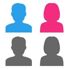 Male and female user avatars. Vector icon.