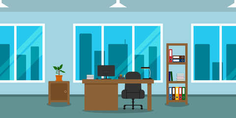 Seamless office interior. Vector illustration.
