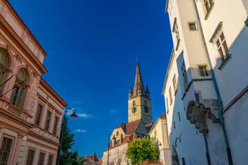 Fototapeta na wymiar Lutheran Cathedral of Saint Mary in Sibiu, Transylvania region, Romania