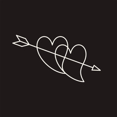 Linear illustration of an icon of two hearts