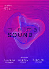 Neon club flyer. Electro dance music. Trance party dj. Electronic sound fest. Techno event poster.