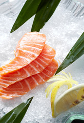 Fresh Japanese cuisine, salmon sashimi