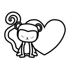 cute and little monkey with heart