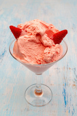 Strawberry ice cream texture.