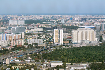 Moscow panorama from the top of a tower in Moscow city business center