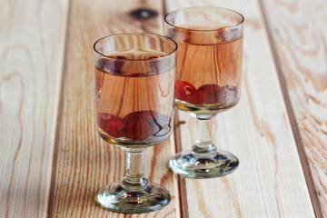 Russian homemade liquor with vodka and cranberry