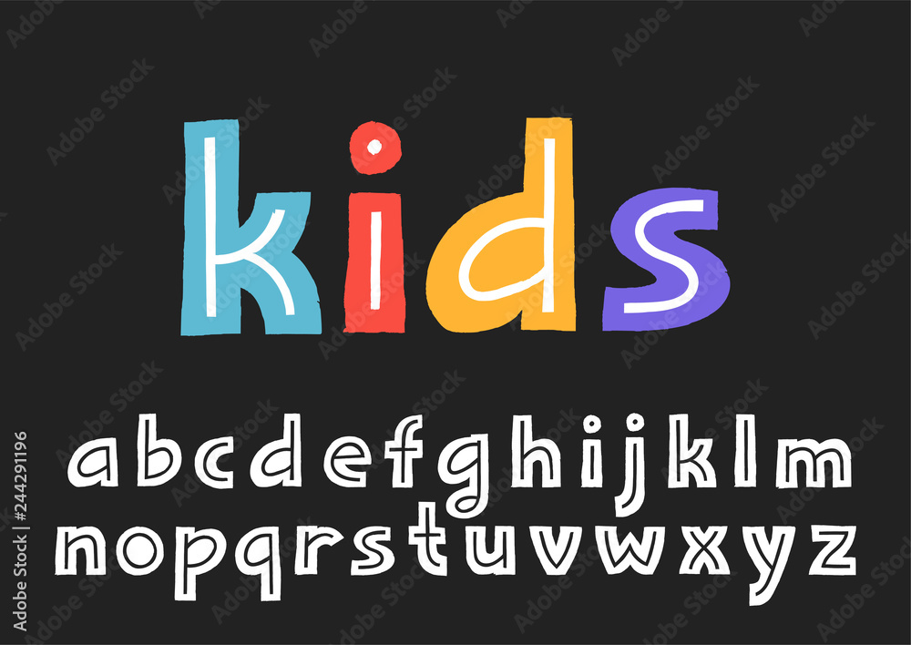 Aufkleber vector lowercase display alphabet with textured border and the line inside the letters