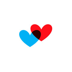 Obraz premium Hearts icon blue and red on white