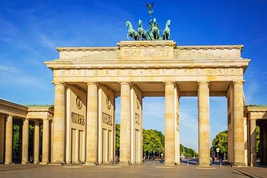 The Brandenburg Gate in Berlin at amazing sunrise, Germany