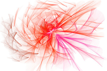 Modern abstract art, colorful lines and waves on a white background.