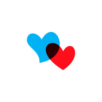 Hearts icon blue and red on white