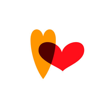Hearts icon yellow and red on white