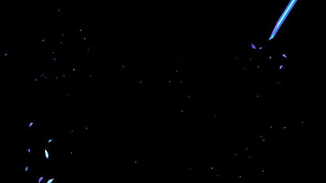 Abstract 3d animation of broken line. Motion design with exploding object, 4k video with alpha matte