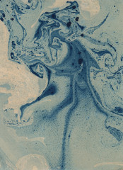 Obraz premium Stains of paint on paper. The texture of the splashes and spots of paint. EBRU- Ancient oriental drawing technique. Chaotic abstract organic design. Marbleized.