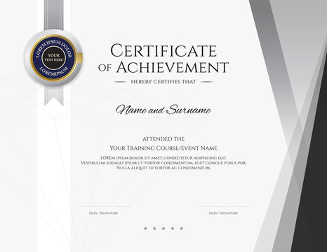 Modern certificate template with elegant border frame, Diploma design for graduation or completion