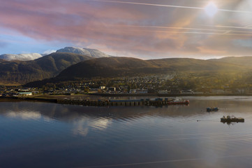 Fort William aerial view with Ben Nevis