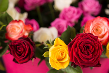 Plakat Bouquet of roses on a black background for valentine's day